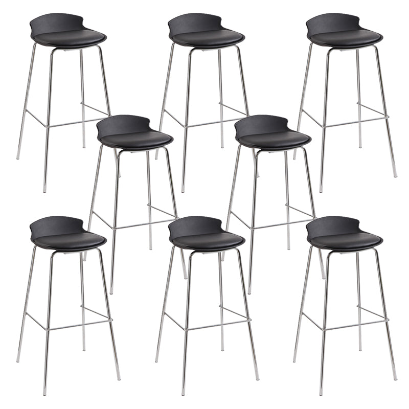 Contemporary Metal Frame Bar Stool Low Back PU Leather Bar Stool for Living Room