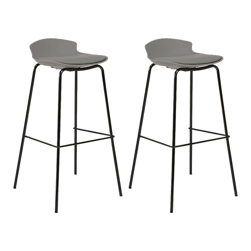 Contemporary Metal Frame Bar Stool Low Back PU Leather Bar Stool for Living Room