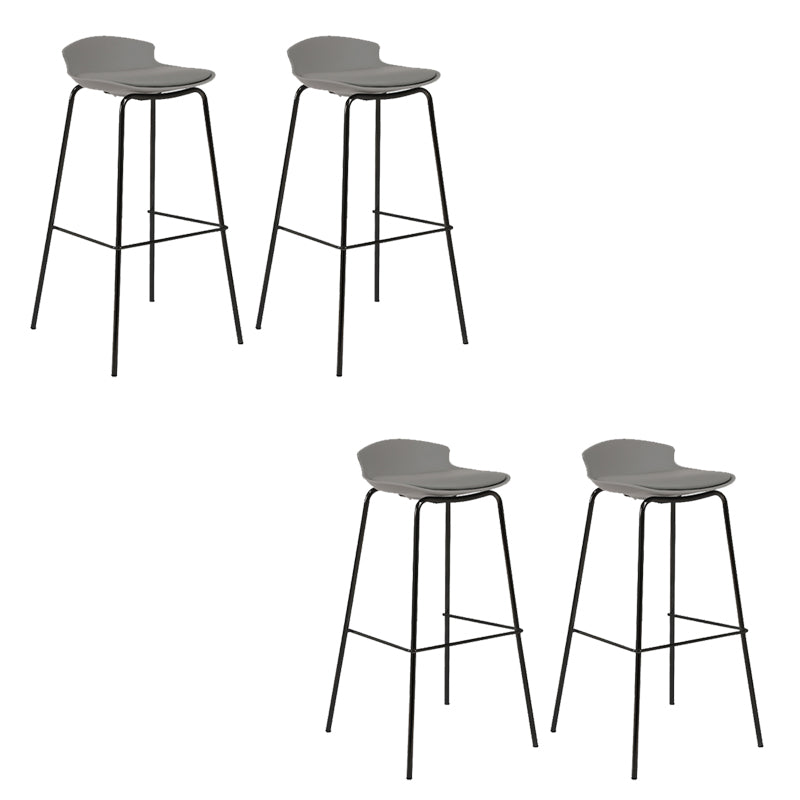 Contemporary Metal Frame Bar Stool Low Back PU Leather Bar Stool for Living Room