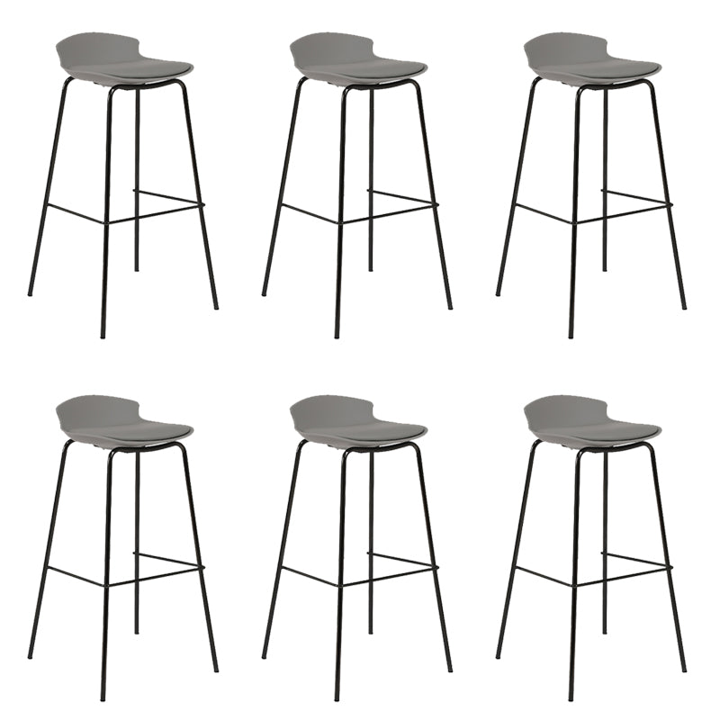 Contemporary Metal Frame Bar Stool Low Back PU Leather Bar Stool for Living Room