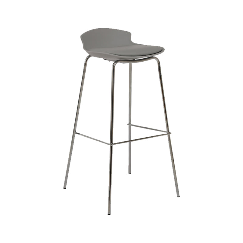 Contemporary Metal Frame Bar Stool Low Back PU Leather Bar Stool for Living Room