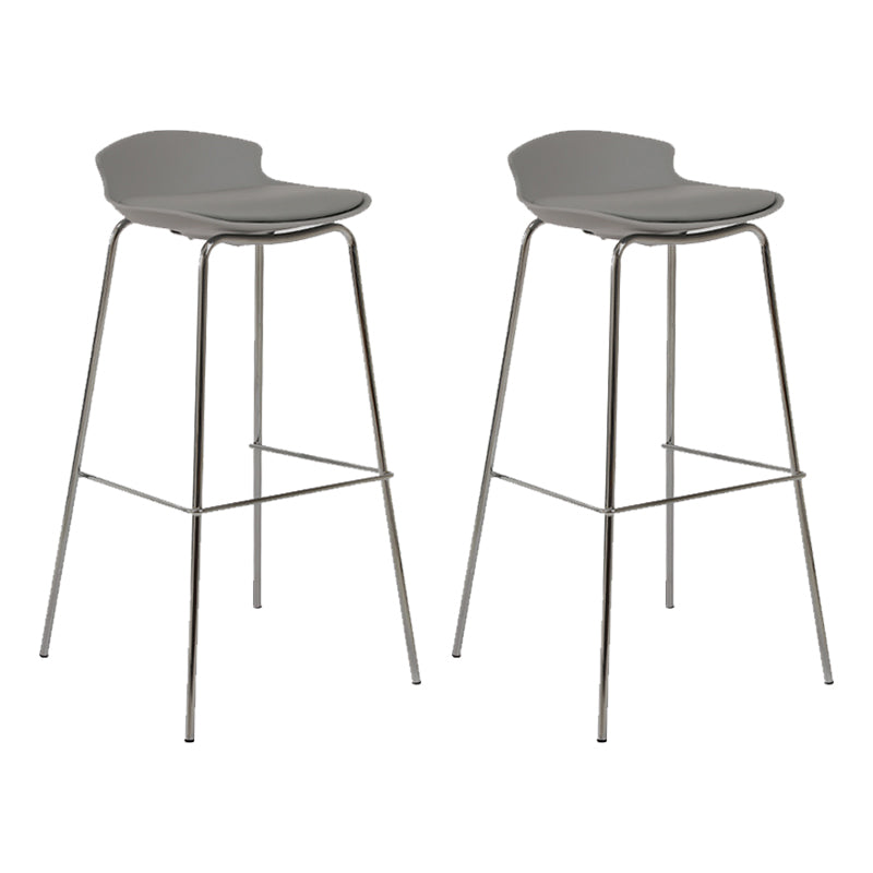 Contemporary Metal Frame Bar Stool Low Back PU Leather Bar Stool for Living Room