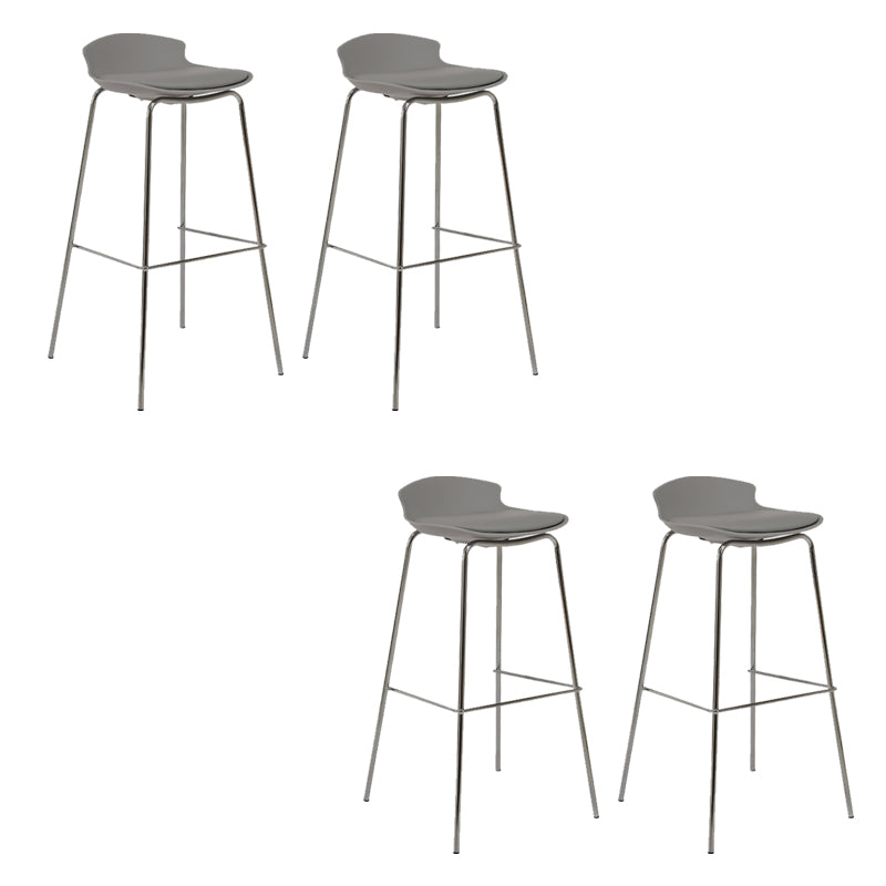 Contemporary Metal Frame Bar Stool Low Back PU Leather Bar Stool for Living Room