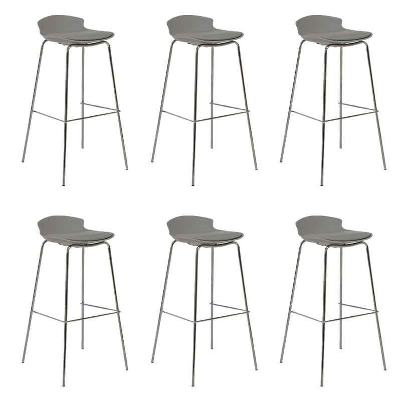 Contemporary Metal Frame Bar Stool Low Back PU Leather Bar Stool for Living Room