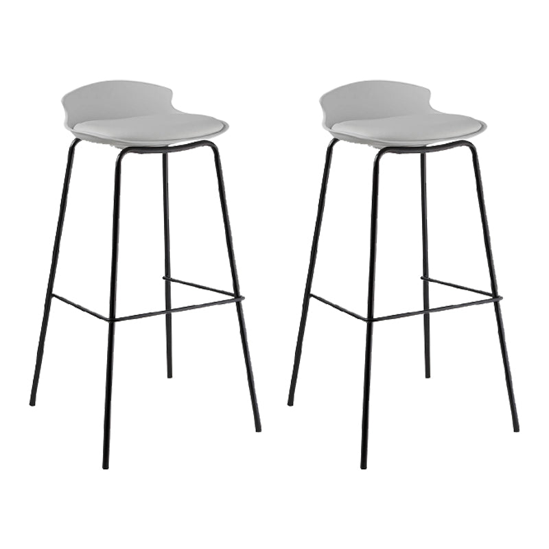 Contemporary Metal Frame Bar Stool Low Back PU Leather Bar Stool for Living Room