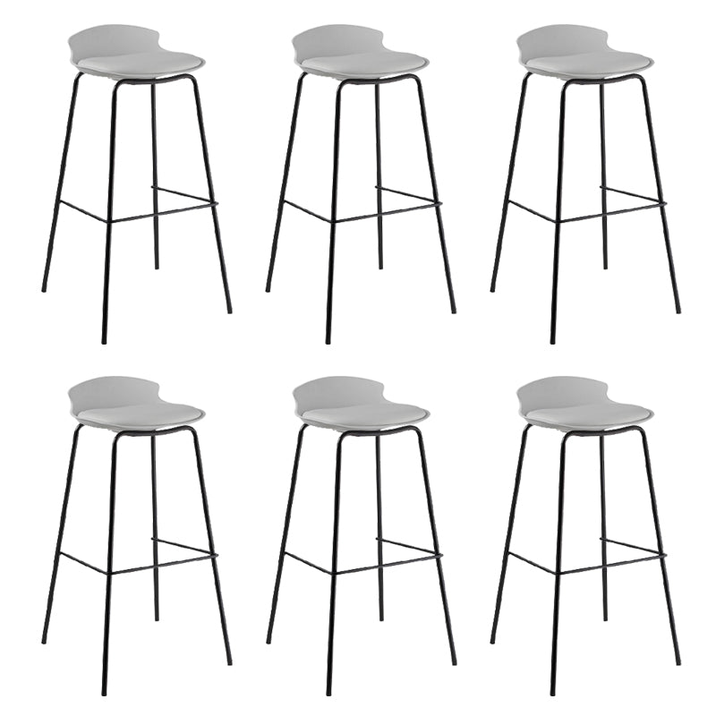 Contemporary Metal Frame Bar Stool Low Back PU Leather Bar Stool for Living Room