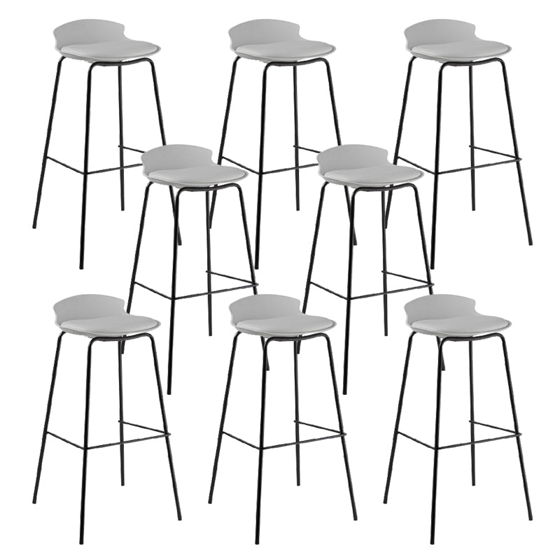 Contemporary Metal Frame Bar Stool Low Back PU Leather Bar Stool for Living Room