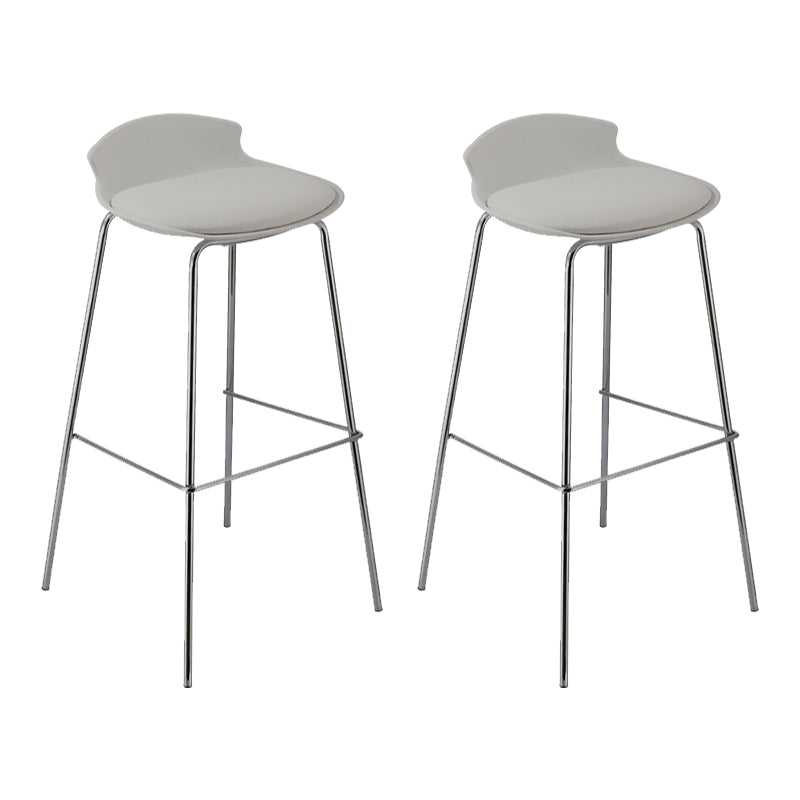 Contemporary Metal Frame Bar Stool Low Back PU Leather Bar Stool for Living Room