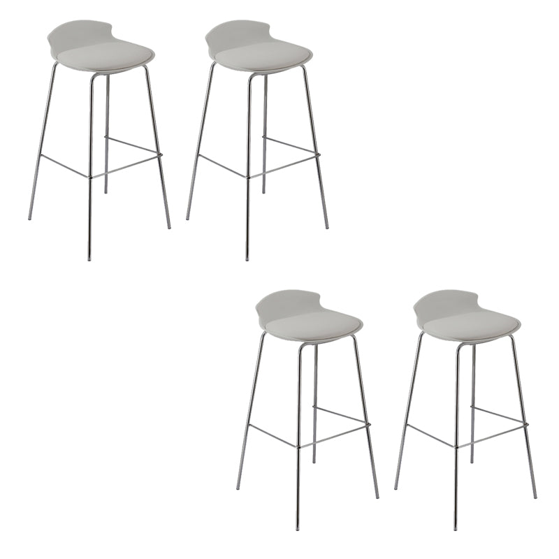 Contemporary Metal Frame Bar Stool Low Back PU Leather Bar Stool for Living Room