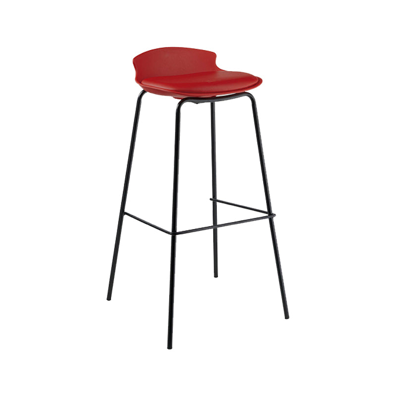 Contemporary Metal Frame Bar Stool Low Back PU Leather Bar Stool for Living Room