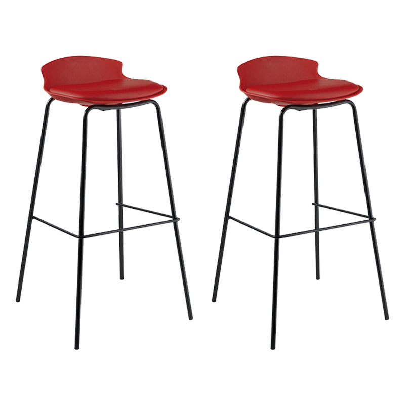 Contemporary Metal Frame Bar Stool Low Back PU Leather Bar Stool for Living Room