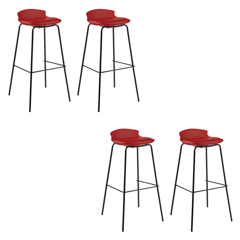 Contemporary Metal Frame Bar Stool Low Back PU Leather Bar Stool for Living Room
