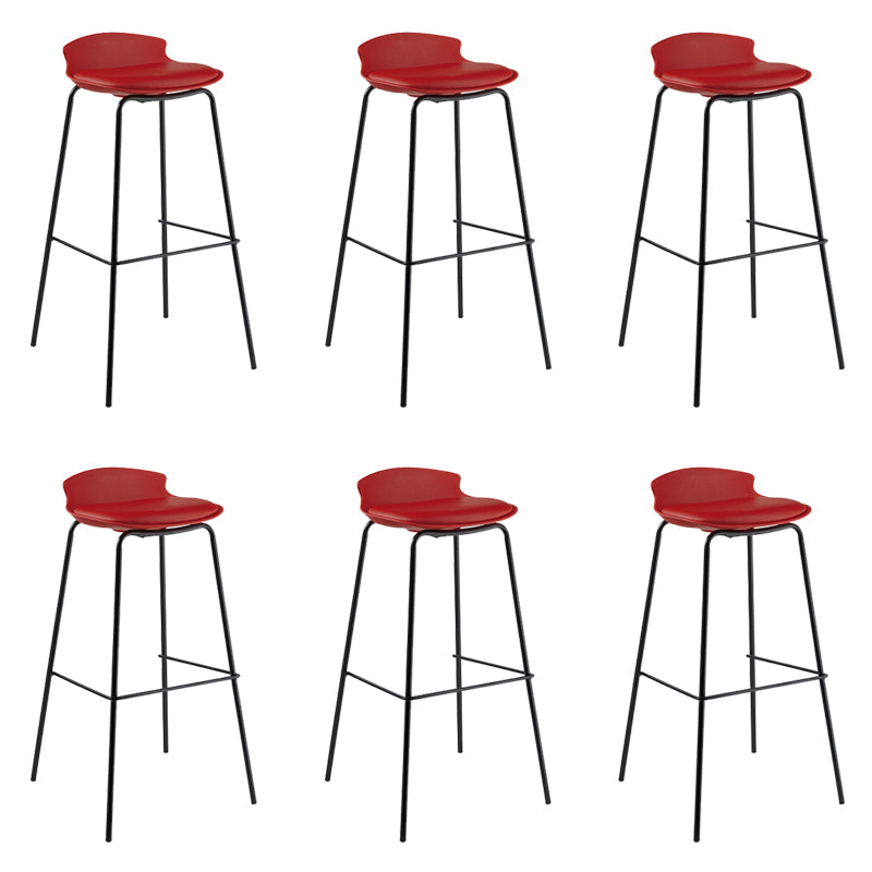 Contemporary Metal Frame Bar Stool Low Back PU Leather Bar Stool for Living Room