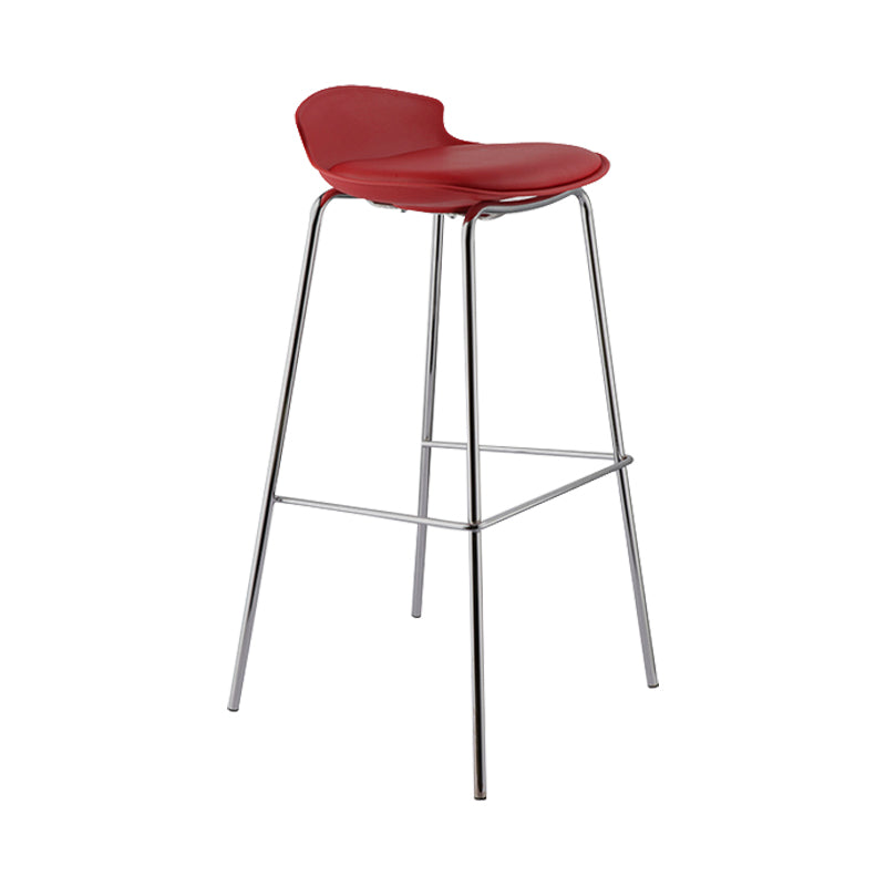 Contemporary Metal Frame Bar Stool Low Back PU Leather Bar Stool for Living Room