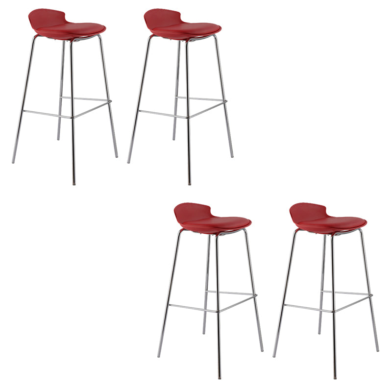 Contemporary Metal Frame Bar Stool Low Back PU Leather Bar Stool for Living Room