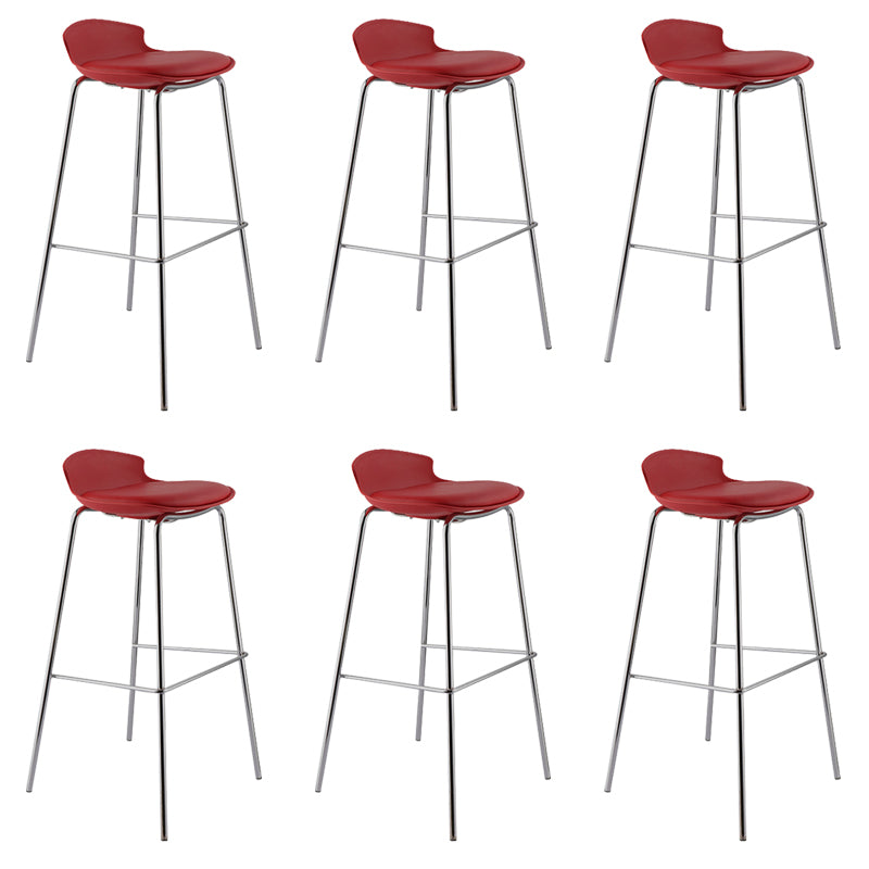 Contemporary Metal Frame Bar Stool Low Back PU Leather Bar Stool for Living Room