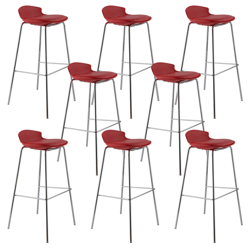 Contemporary Metal Frame Bar Stool Low Back PU Leather Bar Stool for Living Room