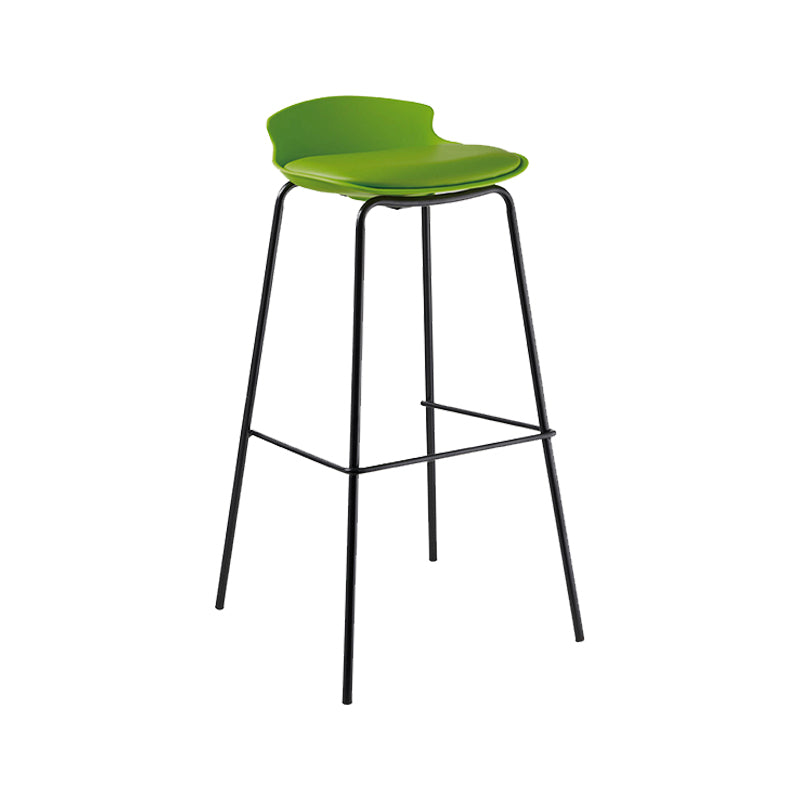 Contemporary Metal Frame Bar Stool Low Back PU Leather Bar Stool for Living Room