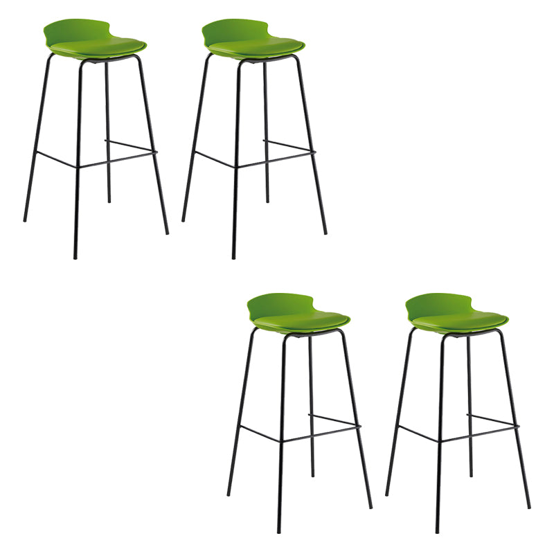 Contemporary Metal Frame Bar Stool Low Back PU Leather Bar Stool for Living Room