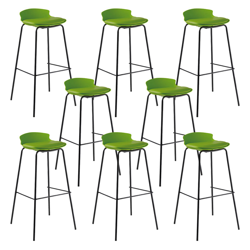 Contemporary Metal Frame Bar Stool Low Back PU Leather Bar Stool for Living Room