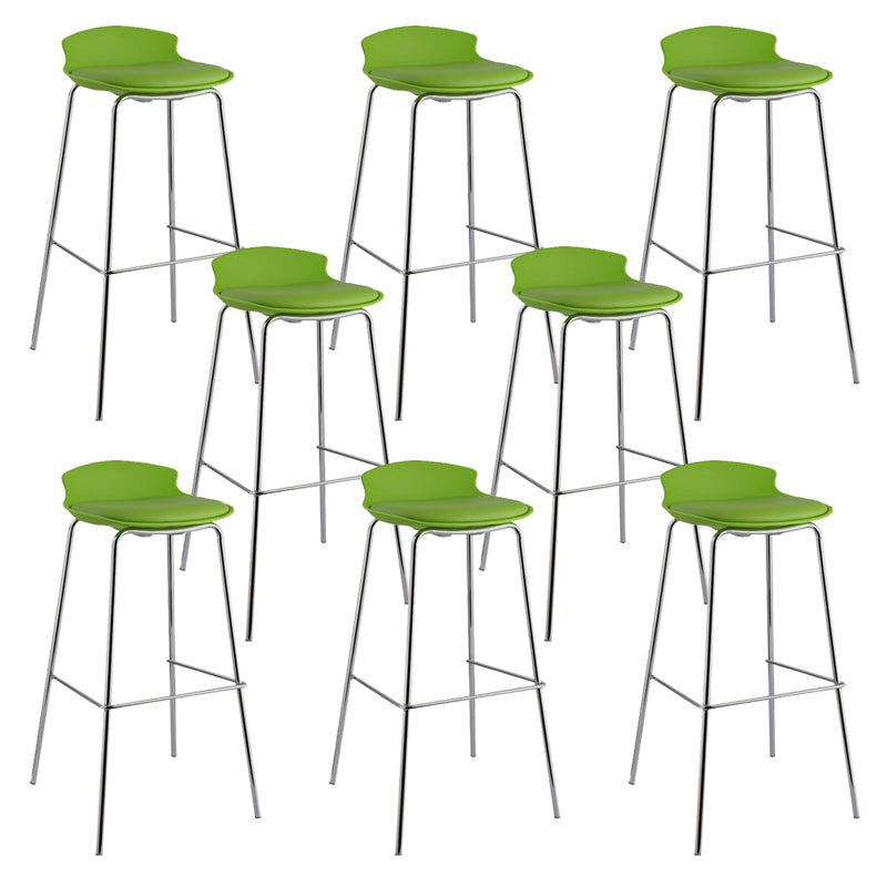 Contemporary Metal Frame Bar Stool Low Back PU Leather Bar Stool for Living Room