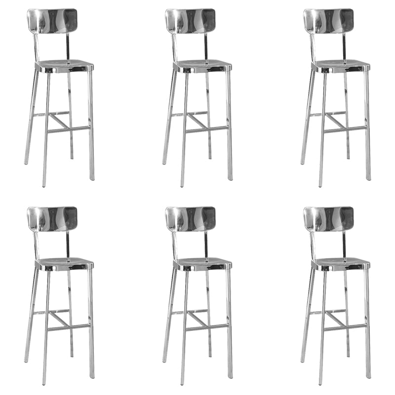 Industrial Armless Bar Stools Metal Low Back Dining Stool with Footrest