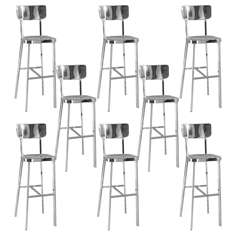 Industrial Armless Bar Stools Metal Low Back Dining Stool with Footrest