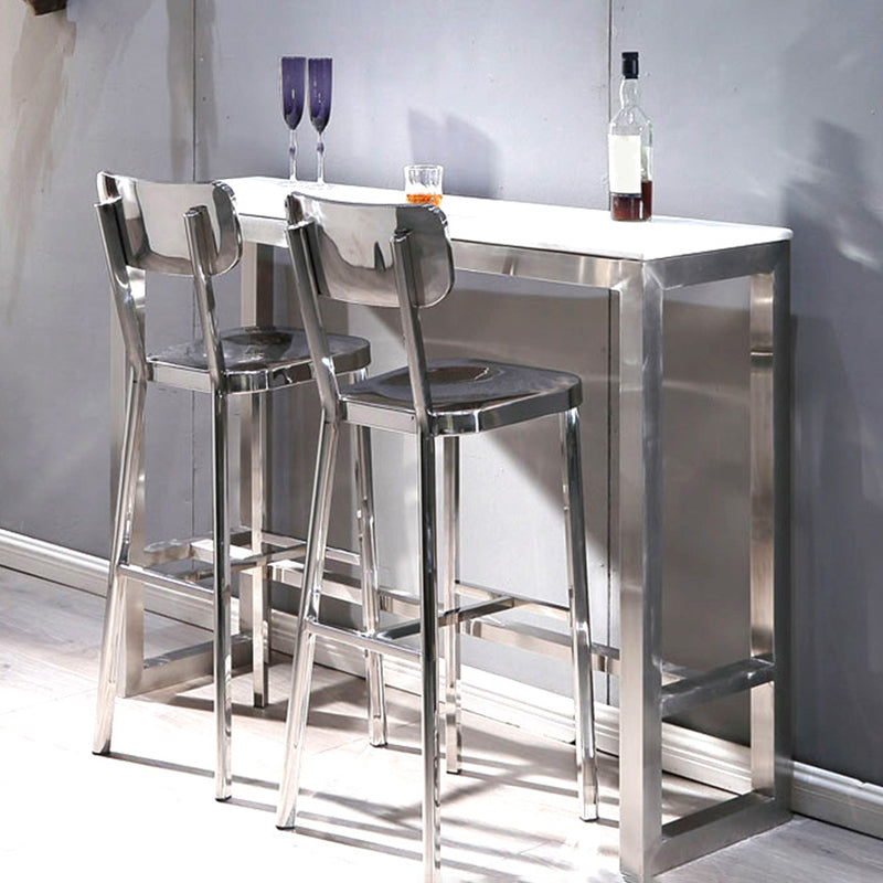 Industrial Armless Bar Stools Metal Low Back Dining Stool with Footrest