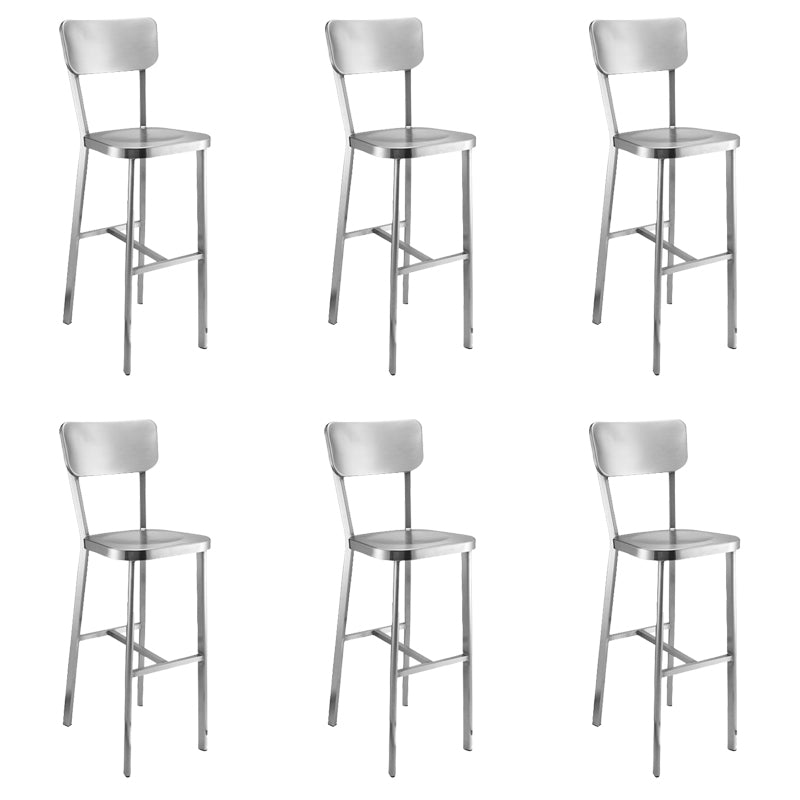 Industrial Armless Bar Stools Metal Low Back Dining Stool with Footrest