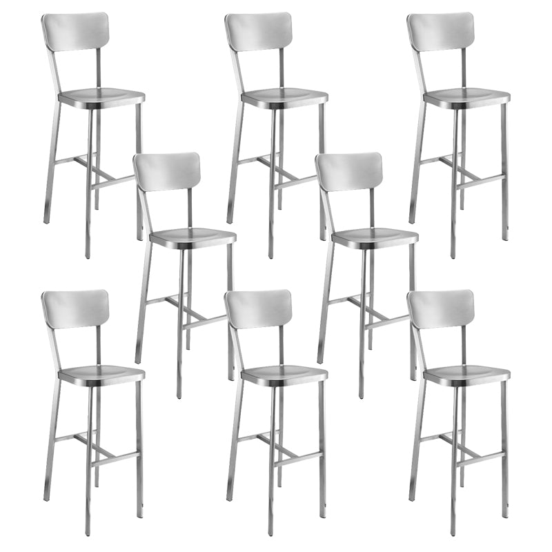Industrial Armless Bar Stools Metal Low Back Dining Stool with Footrest