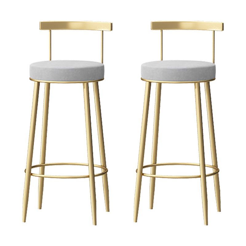 Glam Armless Backrest Counter Stool Iron Bar Stool with Pedal and Cushion for Cafe