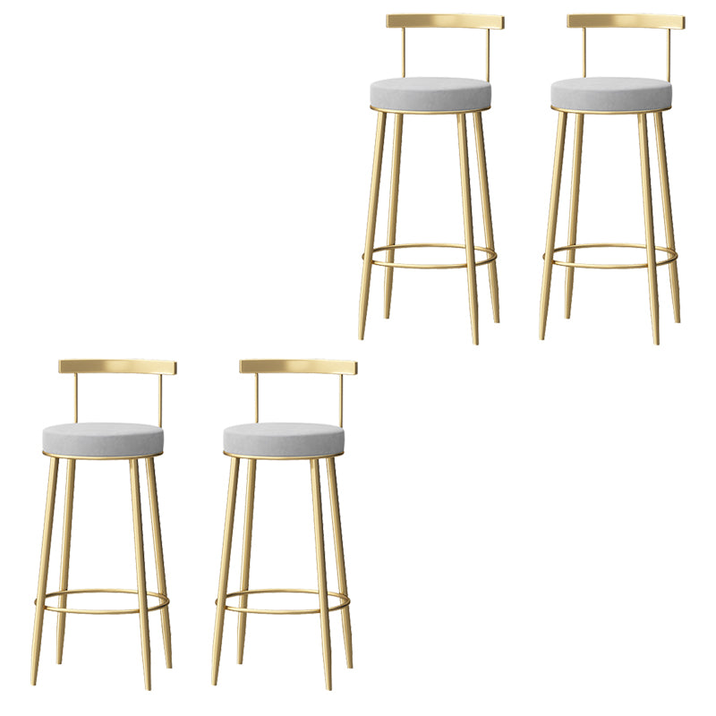 Glam Armless Backrest Counter Stool Iron Bar Stool with Pedal and Cushion for Cafe