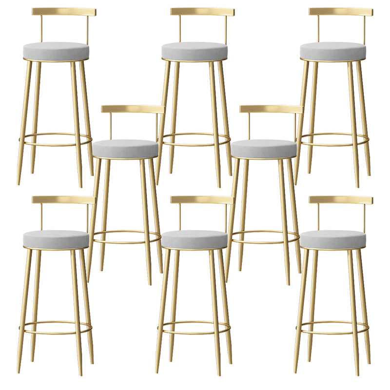 Glam Armless Backrest Counter Stool Iron Bar Stool with Pedal and Cushion for Cafe