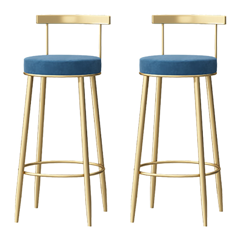 Glam Armless Backrest Counter Stool Iron Bar Stool with Pedal and Cushion for Cafe