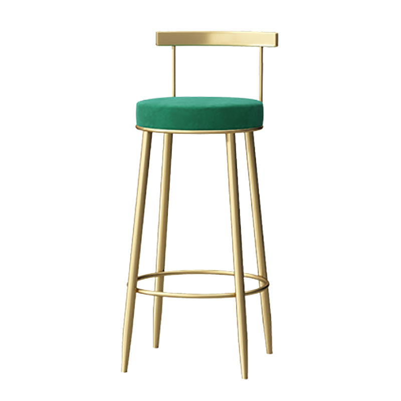 Glam Armless Backrest Counter Stool Iron Bar Stool with Pedal and Cushion for Cafe