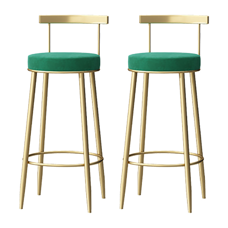 Glam Armless Backrest Counter Stool Iron Bar Stool with Pedal and Cushion for Cafe