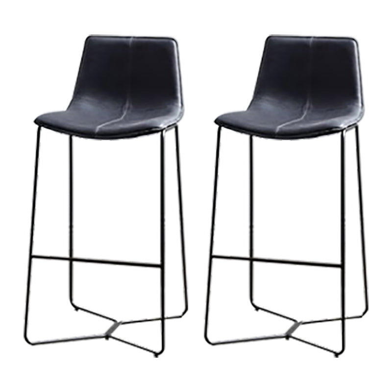 Modern Backrest Armless Counter Stool Iron Bar Stool with Cushion and Pedal