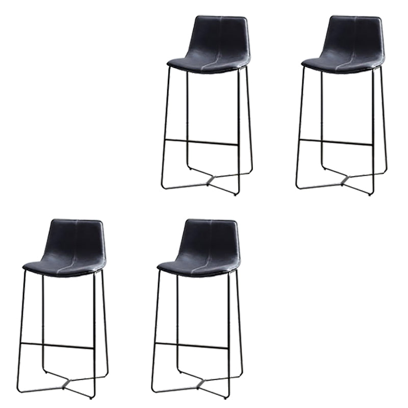 Modern Backrest Armless Counter Stool Iron Bar Stool with Cushion and Pedal