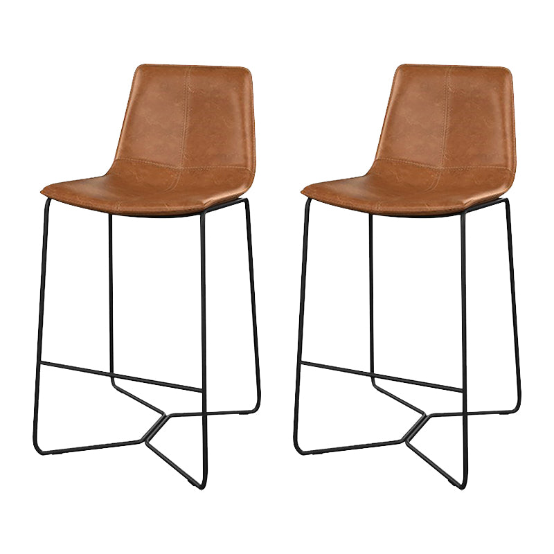 Modern Backrest Armless Counter Stool Iron Bar Stool with Cushion and Pedal