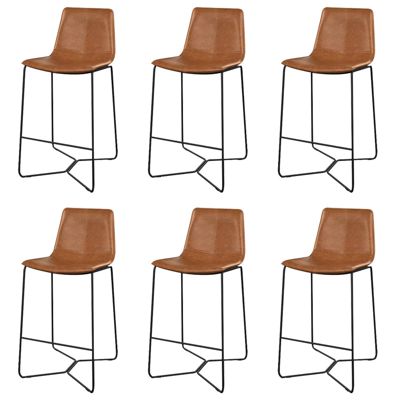 Modern Backrest Armless Counter Stool Iron Bar Stool with Cushion and Pedal