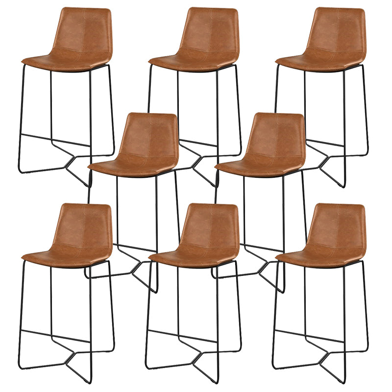 Modern Backrest Armless Counter Stool Iron Bar Stool with Cushion and Pedal