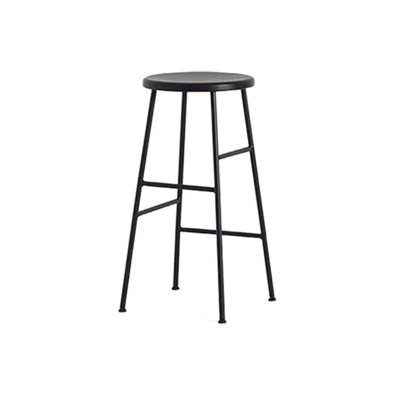Modern Armless Backless Counter Stool Iron Bar Stool with Seat and Pedal for Cafe