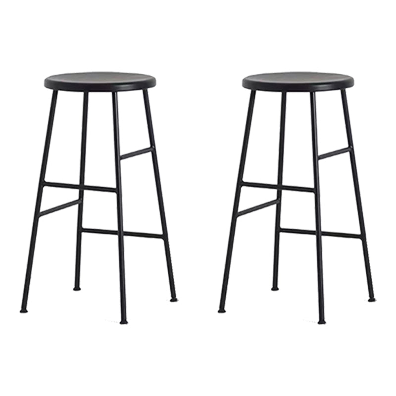 Modern Armless Backless Counter Stool Iron Bar Stool with Seat and Pedal for Cafe