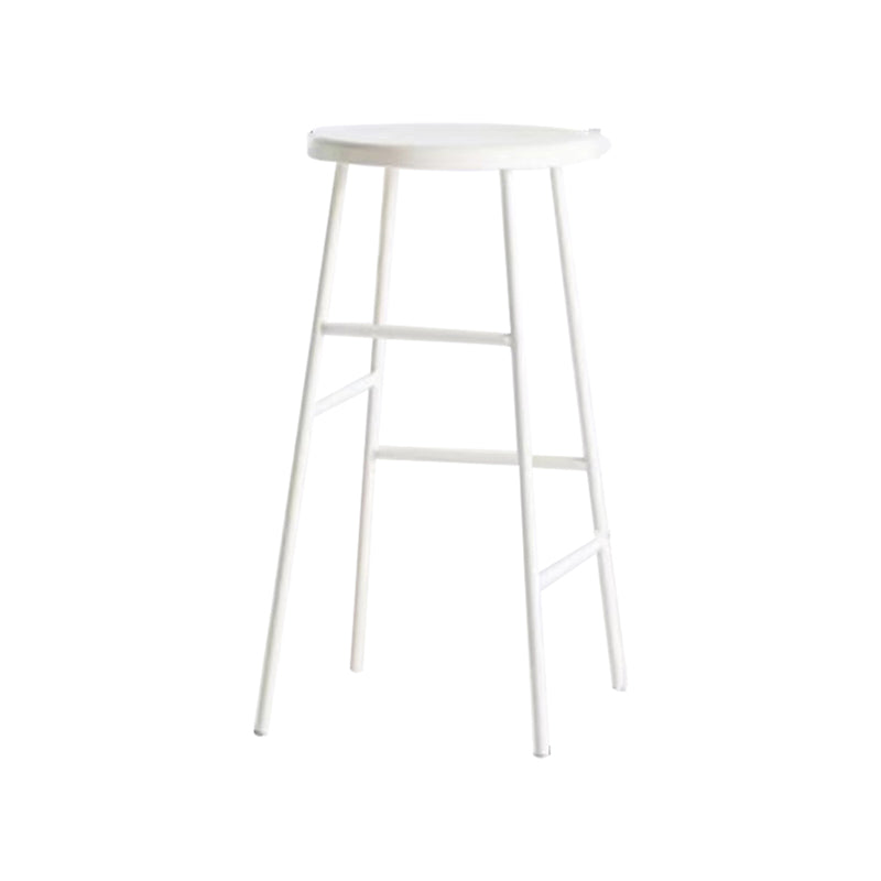 Modern Armless Backless Counter Stool Iron Bar Stool with Seat and Pedal for Cafe