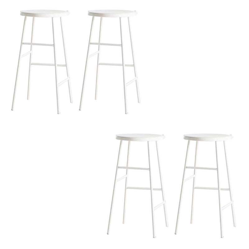 Modern Armless Backless Counter Stool Iron Bar Stool with Seat and Pedal for Cafe