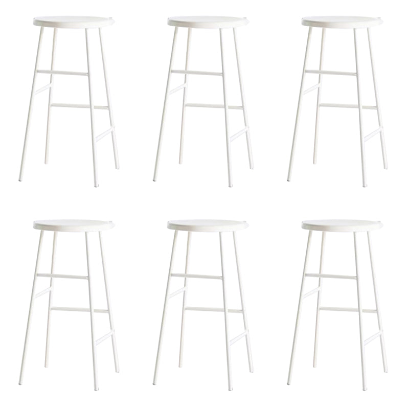 Modern Armless Backless Counter Stool Iron Bar Stool with Seat and Pedal for Cafe