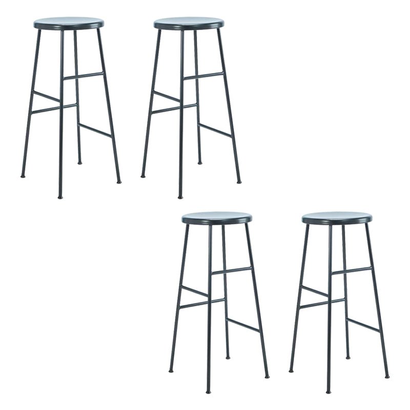 Modern Armless Backless Counter Stool Iron Bar Stool with Seat and Pedal for Cafe