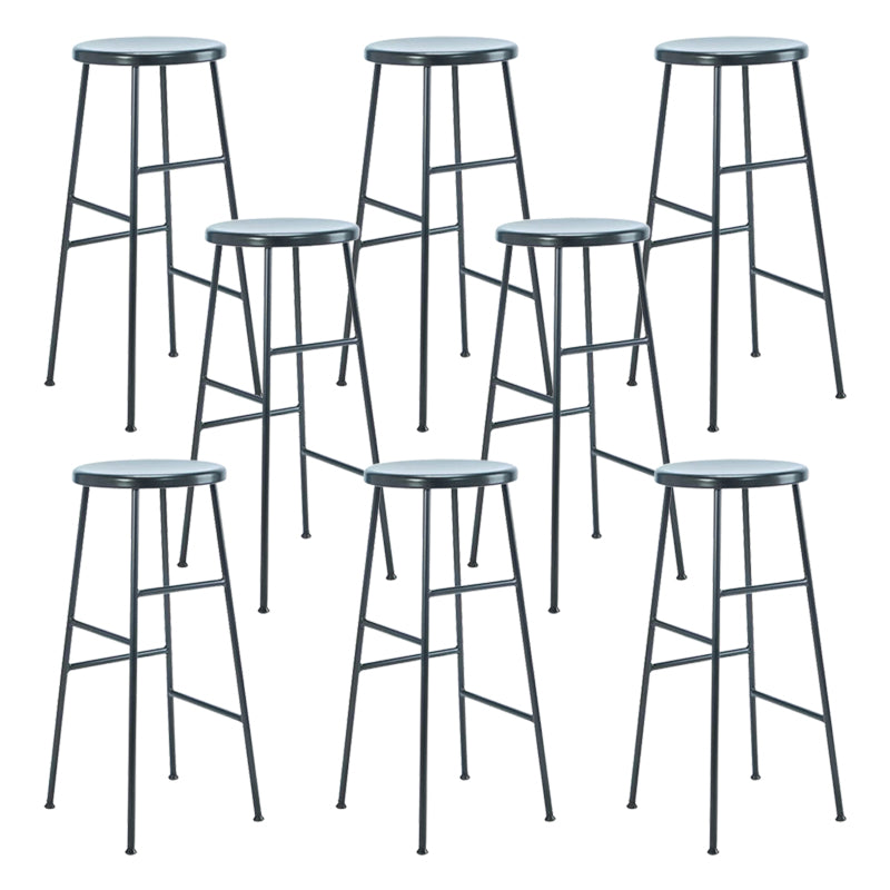 Modern Armless Backless Counter Stool Iron Bar Stool with Seat and Pedal for Cafe