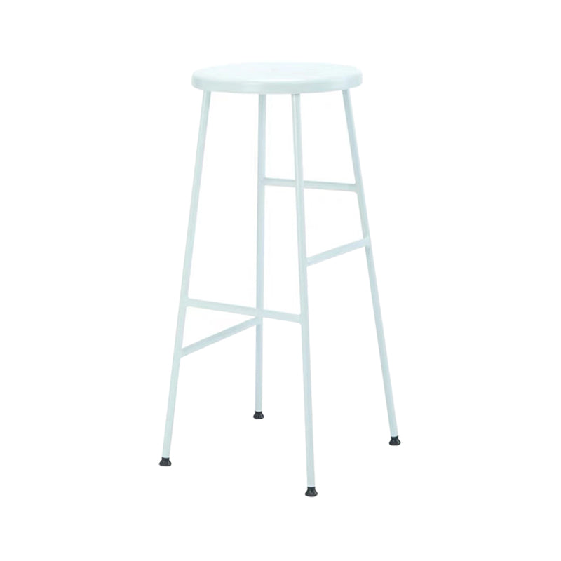 Modern Armless Backless Counter Stool Iron Bar Stool with Seat and Pedal for Cafe
