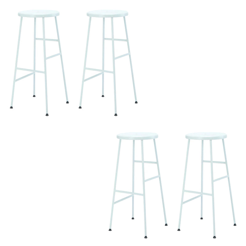 Modern Armless Backless Counter Stool Iron Bar Stool with Seat and Pedal for Cafe
